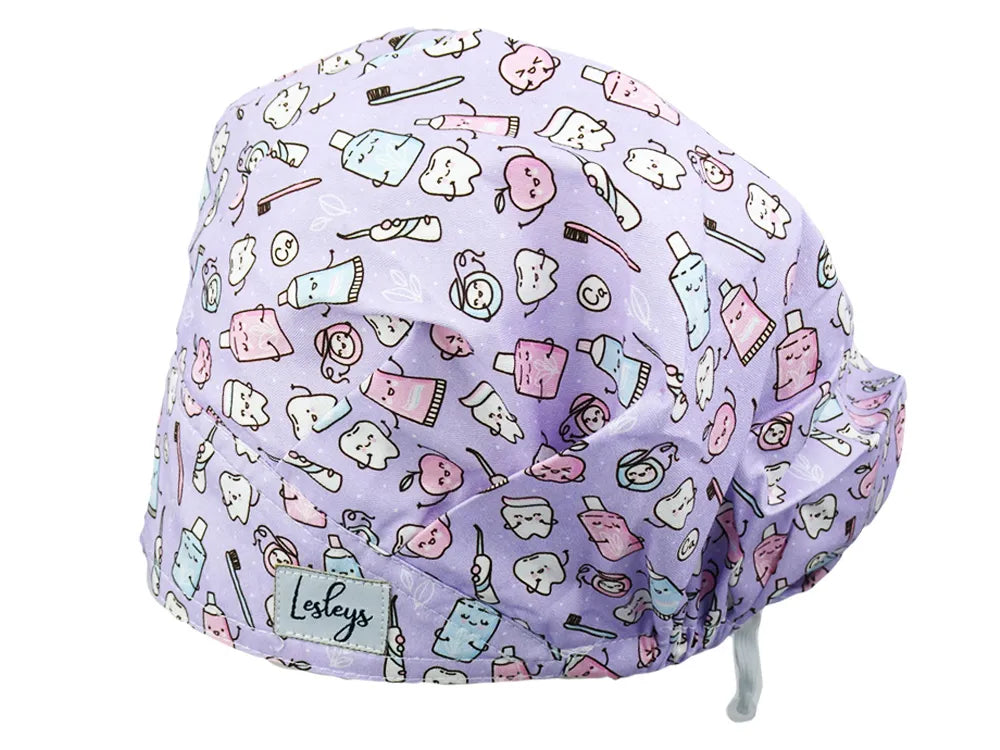 Cotton Scrub Cap - Calot de Bloc - Gorro Quirofano - Cuffia Chirurgica - Happy Teeth