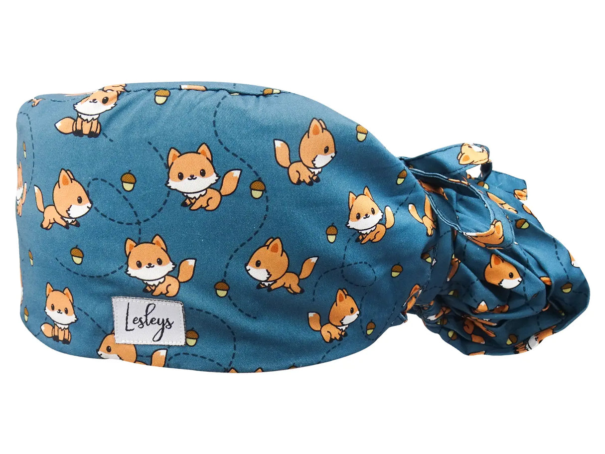Cotton Scrub Cap - Calot de Bloc - Gorro Quirofano - Cuffia Chirurgica Ponytail Surgical Cap Cute Fox