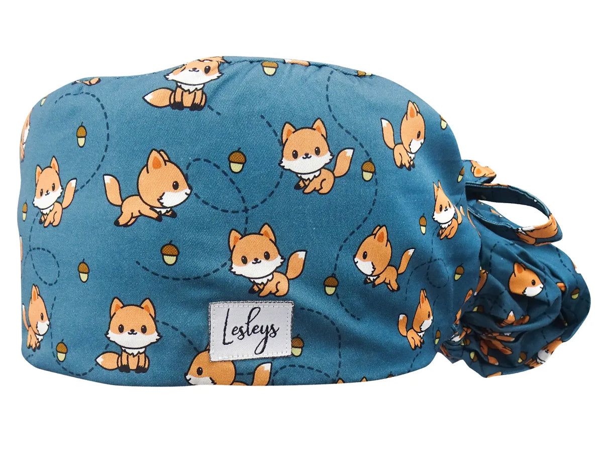 Cotton Scrub Cap - Calot de Bloc - Gorro Quirofano - Cuffia Chirurgica Ponytail Surgical Cap Cute Fox