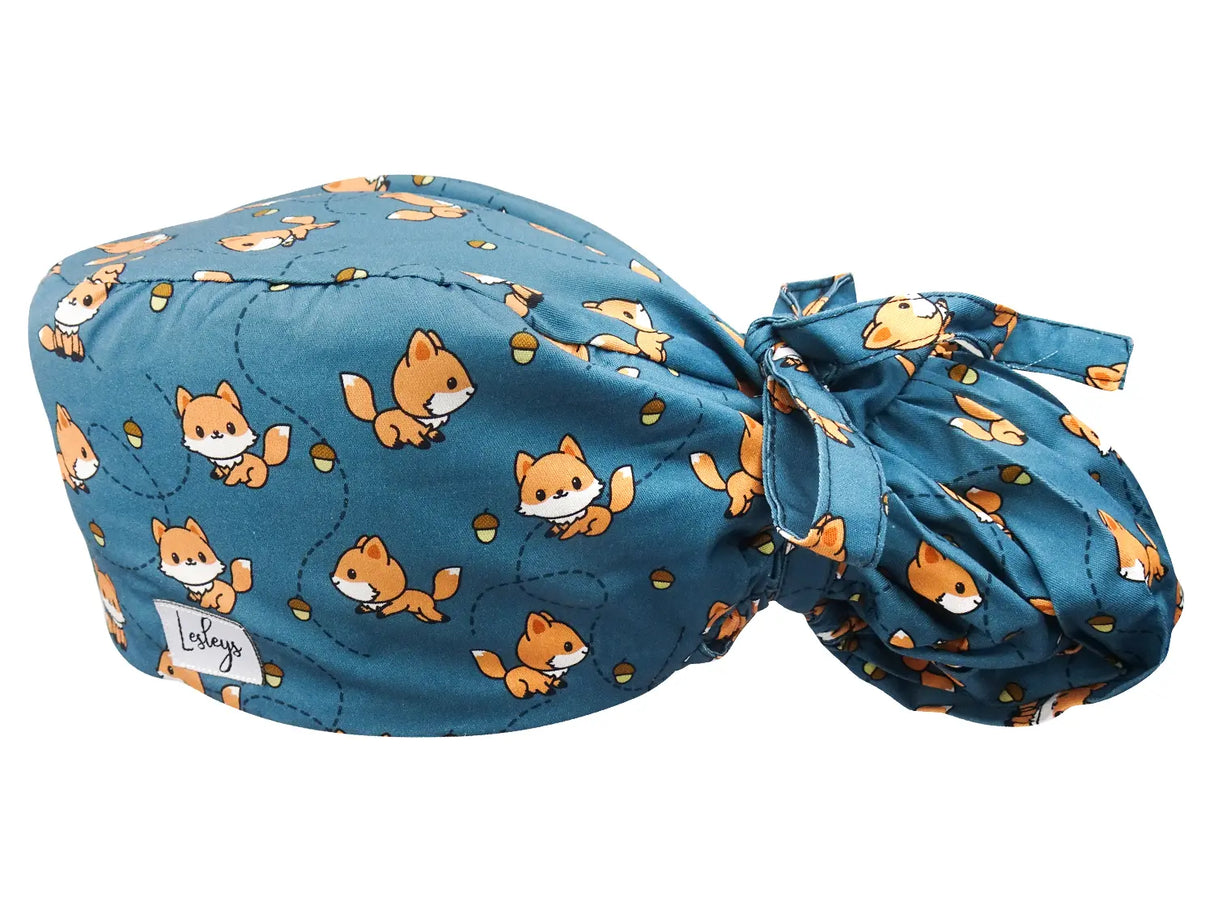 Cotton Scrub Cap - Calot de Bloc - Gorro Quirofano - Cuffia Chirurgica Ponytail Surgical Cap Cute Fox