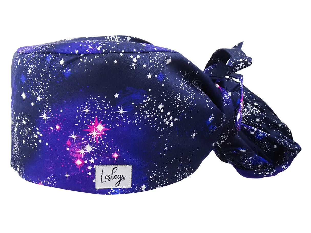 Cotton Scrub Cap - Calot de Bloc - Gorro Quirofano - Cuffia Chirurgica Ponytail Surgical Cap Galaxy