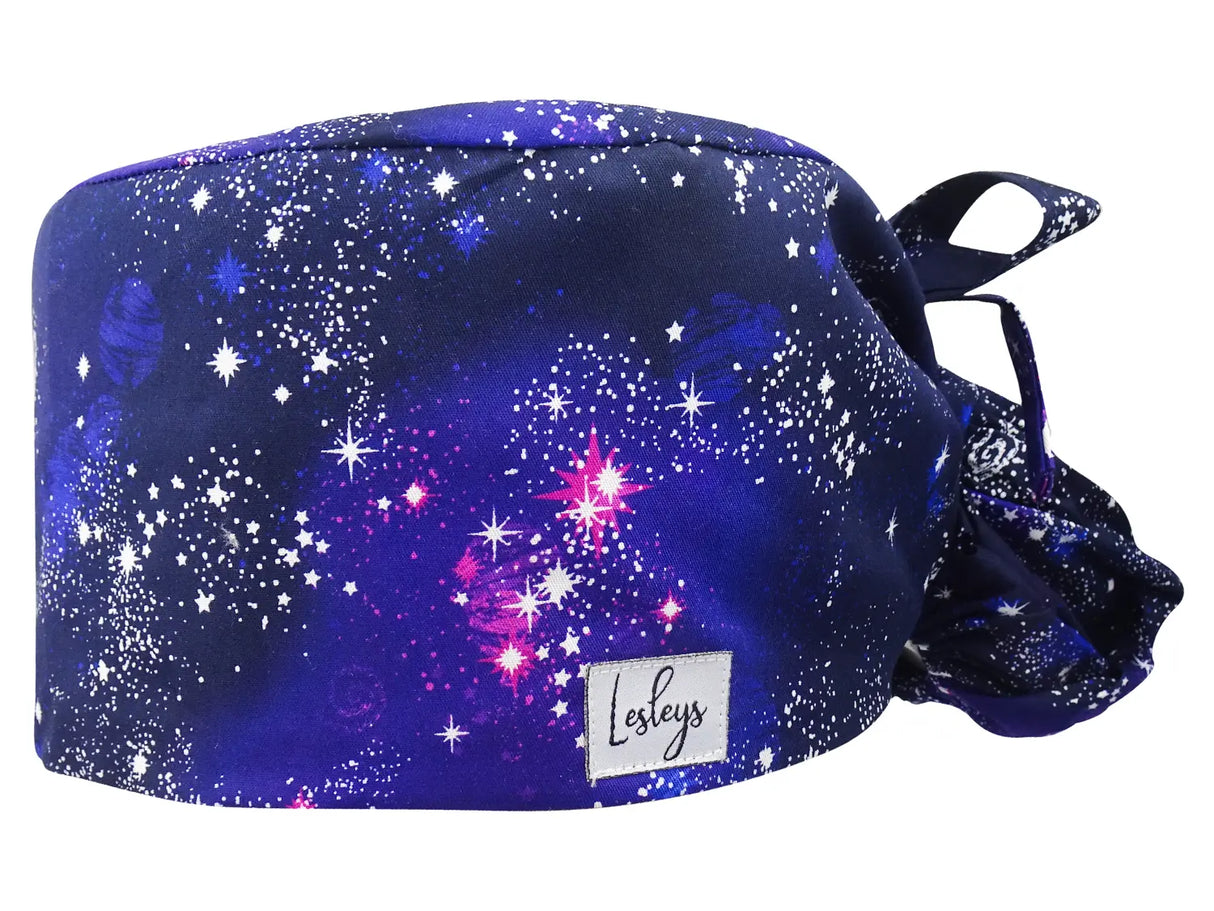 Cotton Scrub Cap - Calot de Bloc - Gorro Quirofano - Cuffia Chirurgica Ponytail Surgical Cap Galaxy