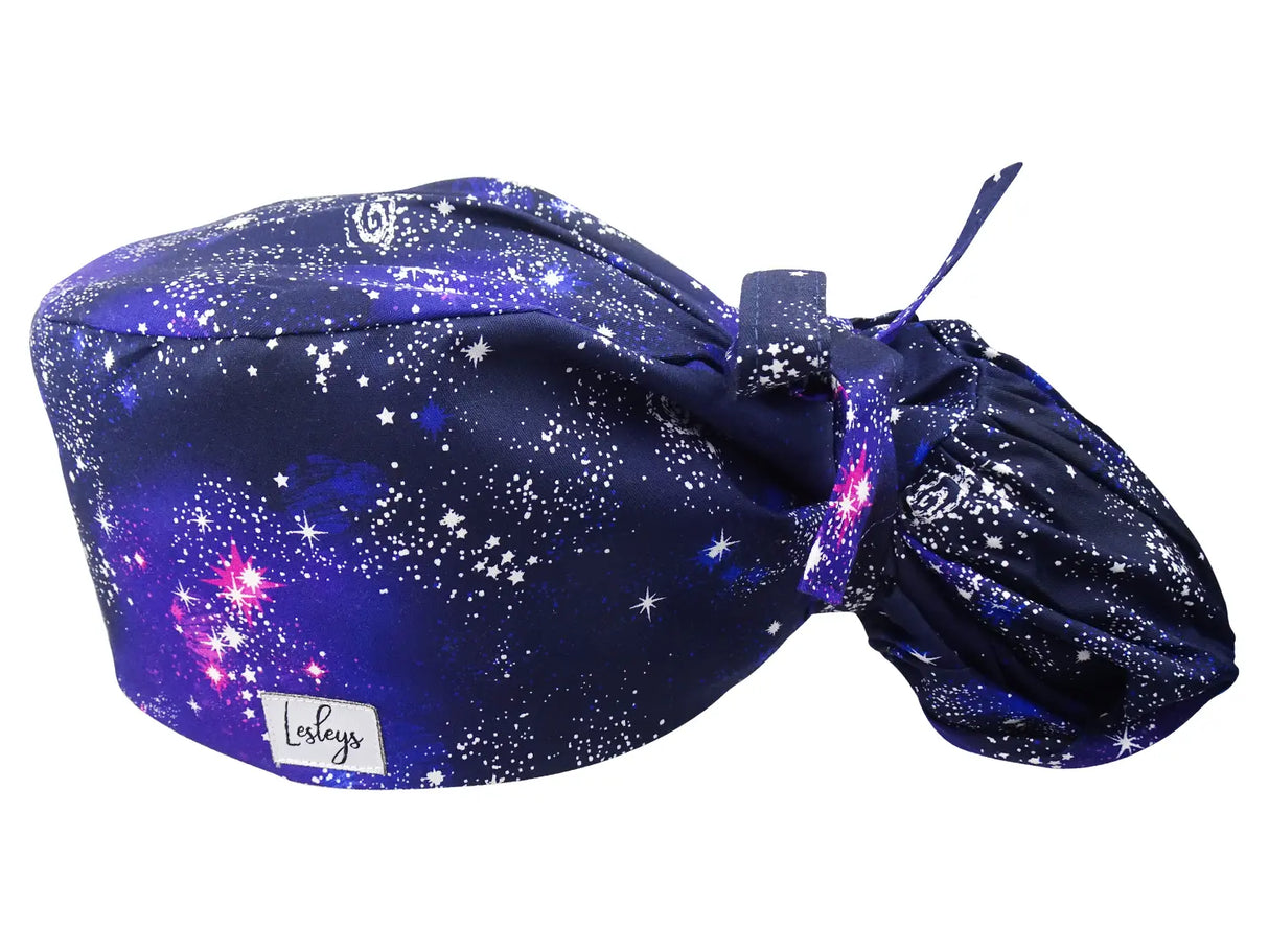 Cotton Scrub Cap - Calot de Bloc - Gorro Quirofano - Cuffia Chirurgica Ponytail Surgical Cap Galaxy