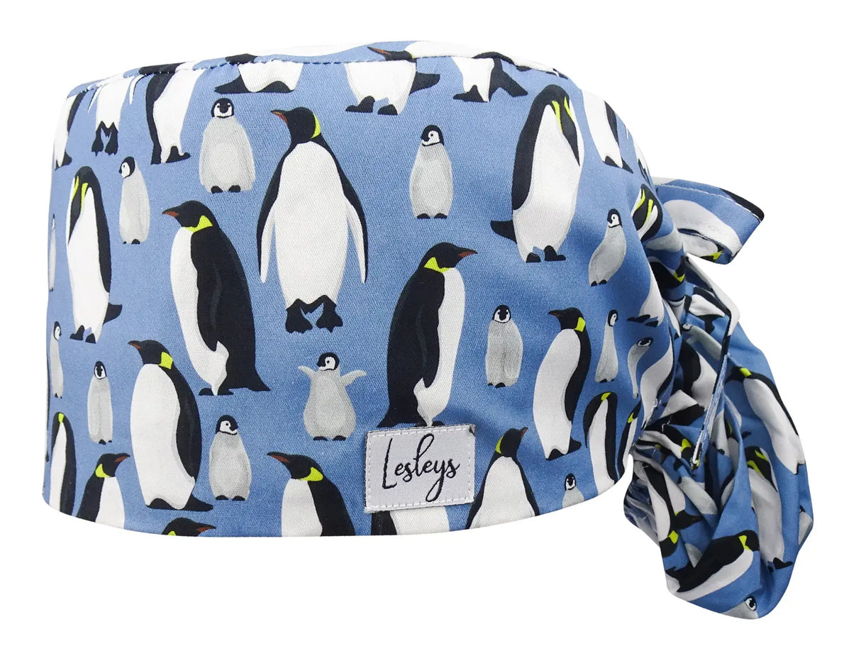 Cotton Scrub Cap - Calot de Bloc - Gorro Quirofano - Cuffia Chirurgica Ponytail Surgical Cap Penguins