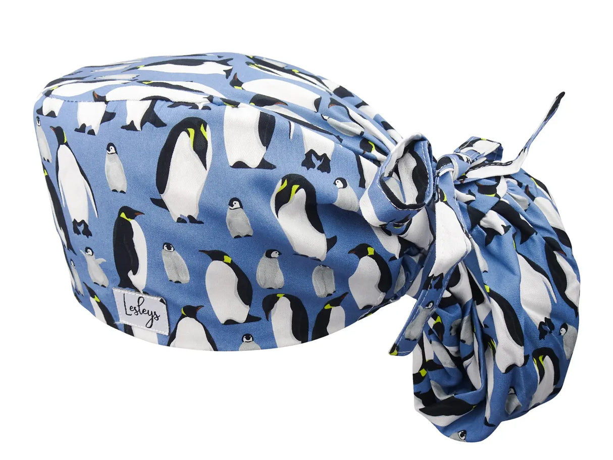 Cotton Scrub Cap - Calot de Bloc - Gorro Quirofano - Cuffia Chirurgica Ponytail Surgical Cap Penguins