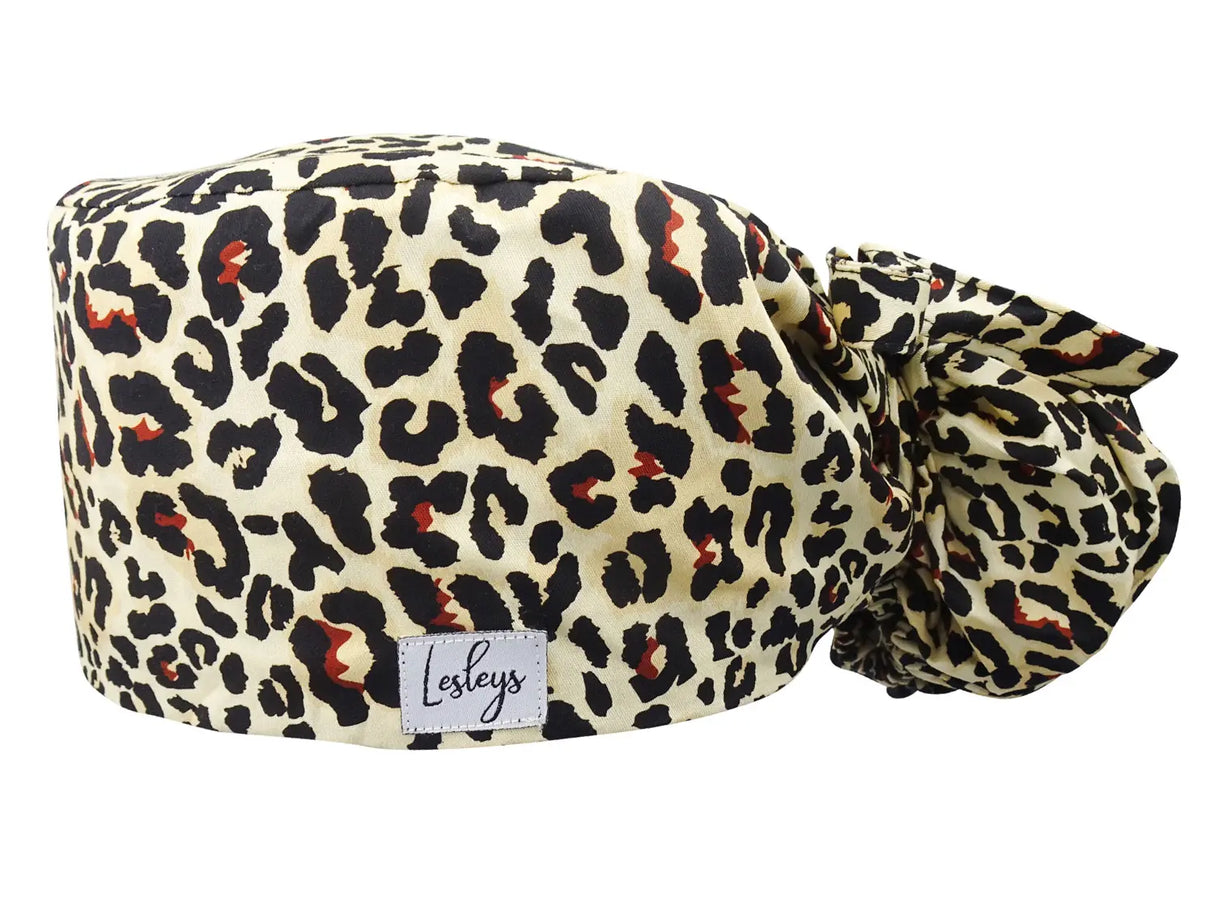Cotton Scrub Cap - Calot de Bloc - Gorro Quirofano - Cuffia Chirurgica Ponytail Surgical Cap Leopard