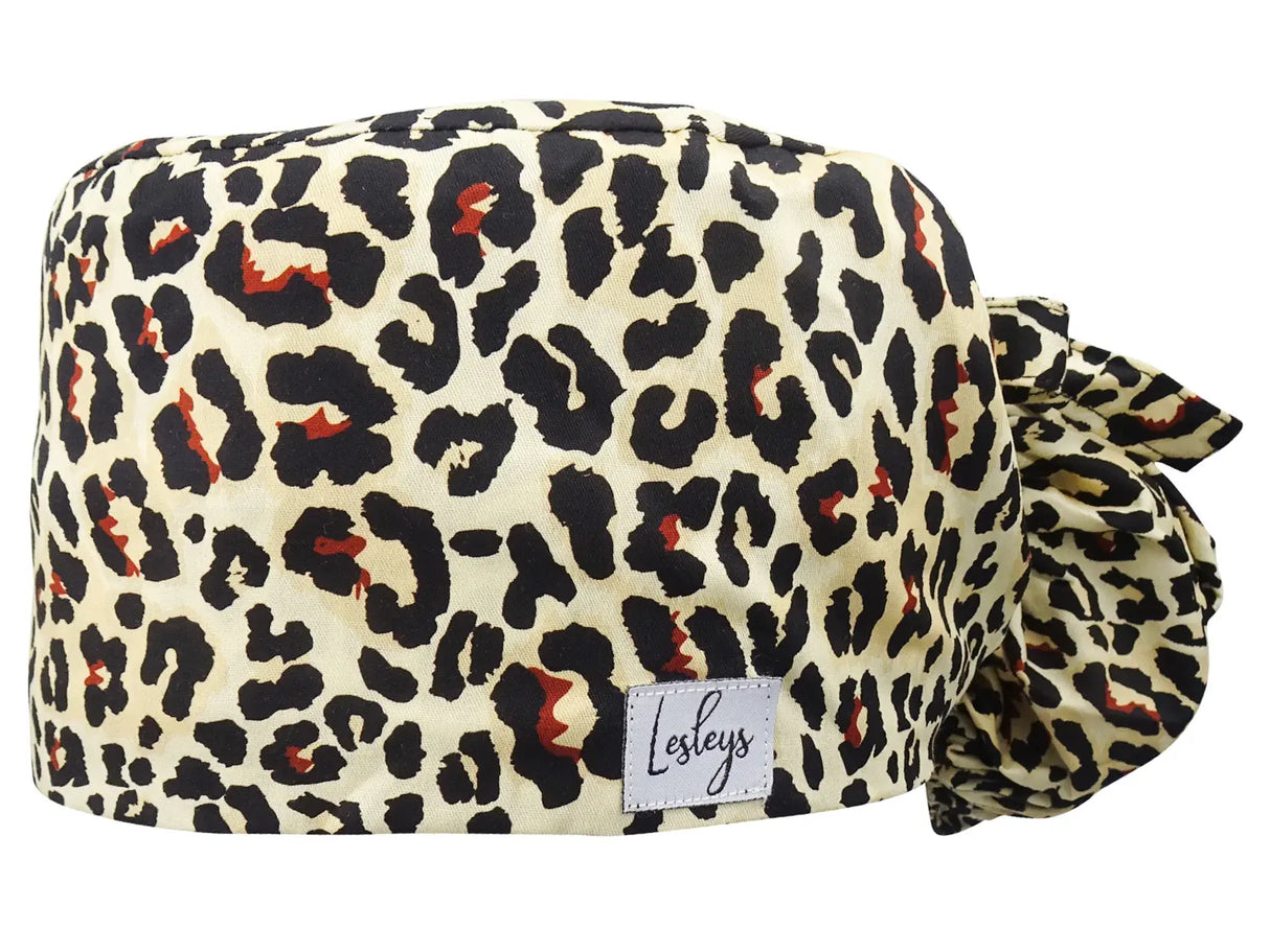 Cotton Scrub Cap - Calot de Bloc - Gorro Quirofano - Cuffia Chirurgica Ponytail Surgical Cap Leopard