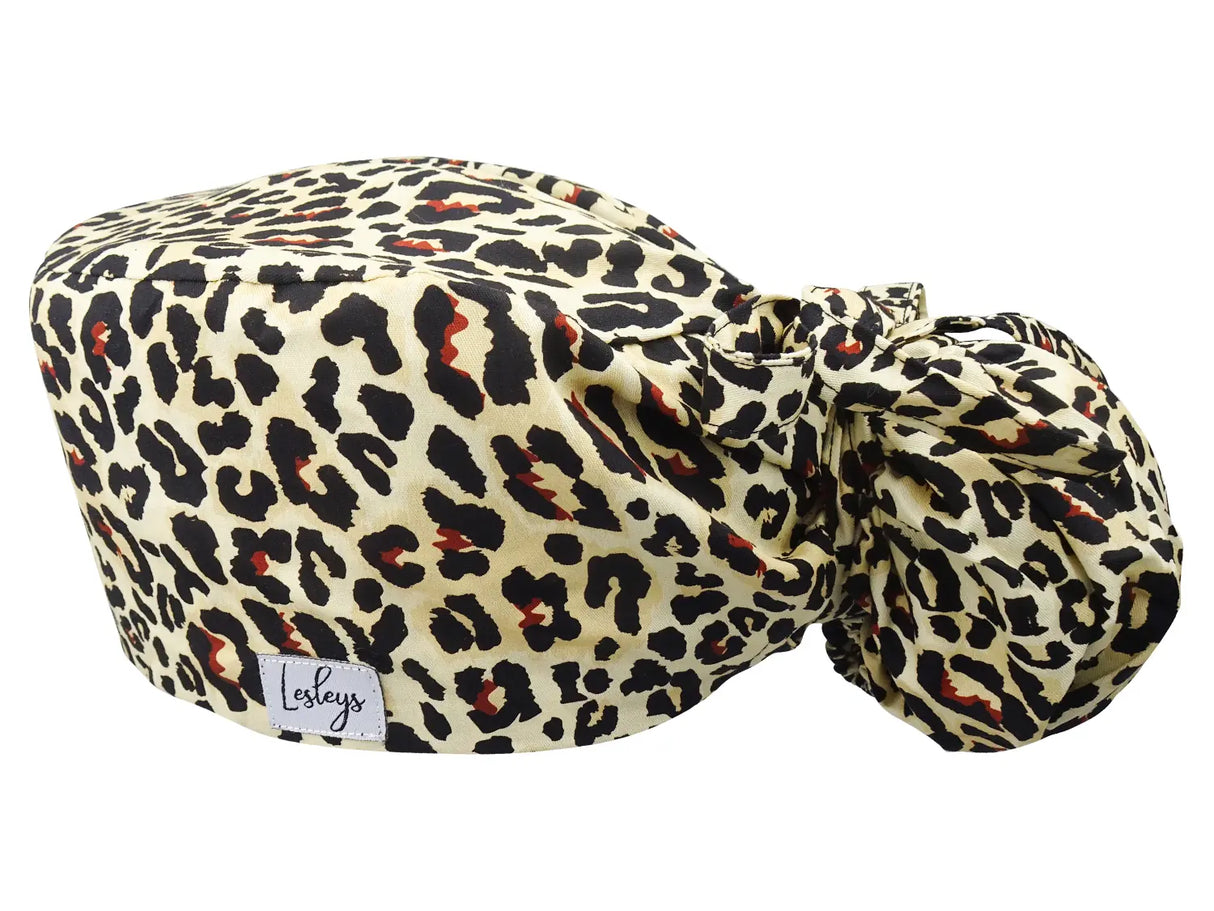 Cotton Scrub Cap - Calot de Bloc - Gorro Quirofano - Cuffia Chirurgica Ponytail Surgical Cap Leopard