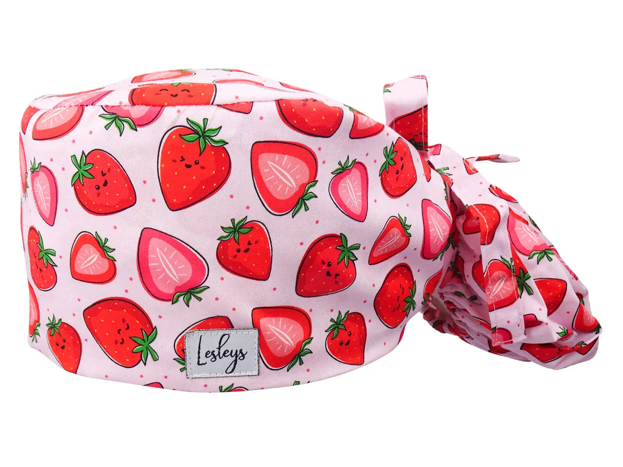 Cotton Scrub Cap - Calot de Bloc - Gorro Quirofano - Cuffia Chirurgica Ponytail Surgical Cap Strawberry