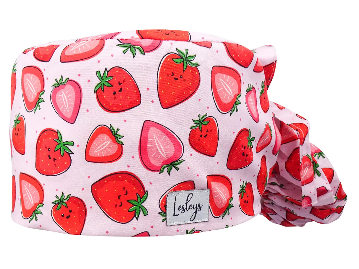 Cotton Scrub Cap - Calot de Bloc - Gorro Quirofano - Cuffia Chirurgica Ponytail Surgical Cap Strawberry