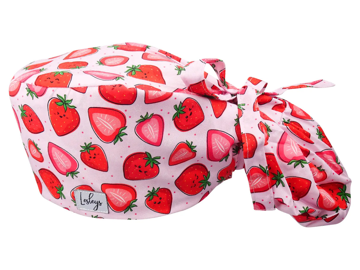 Cotton Scrub Cap - Calot de Bloc - Gorro Quirofano - Cuffia Chirurgica Ponytail Surgical Cap Strawberry