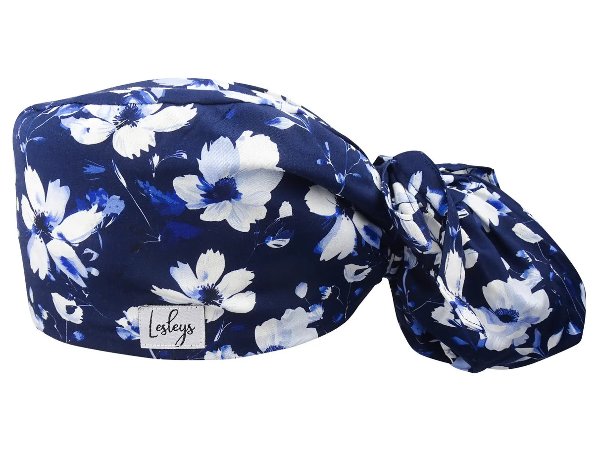 Cotton Scrub Cap - Calot de Bloc - Gorro Quirofano - Cuffia Chirurgica Ponytail Surgical Cap Moon Flower