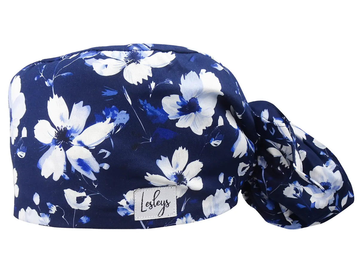 Cotton Scrub Cap - Calot de Bloc - Gorro Quirofano - Cuffia Chirurgica Ponytail Surgical Cap Moon Flower