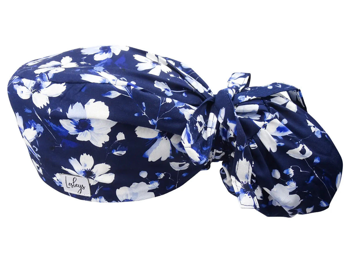 Cotton Scrub Cap - Calot de Bloc - Gorro Quirofano - Cuffia Chirurgica Ponytail Surgical Cap Moon Flower