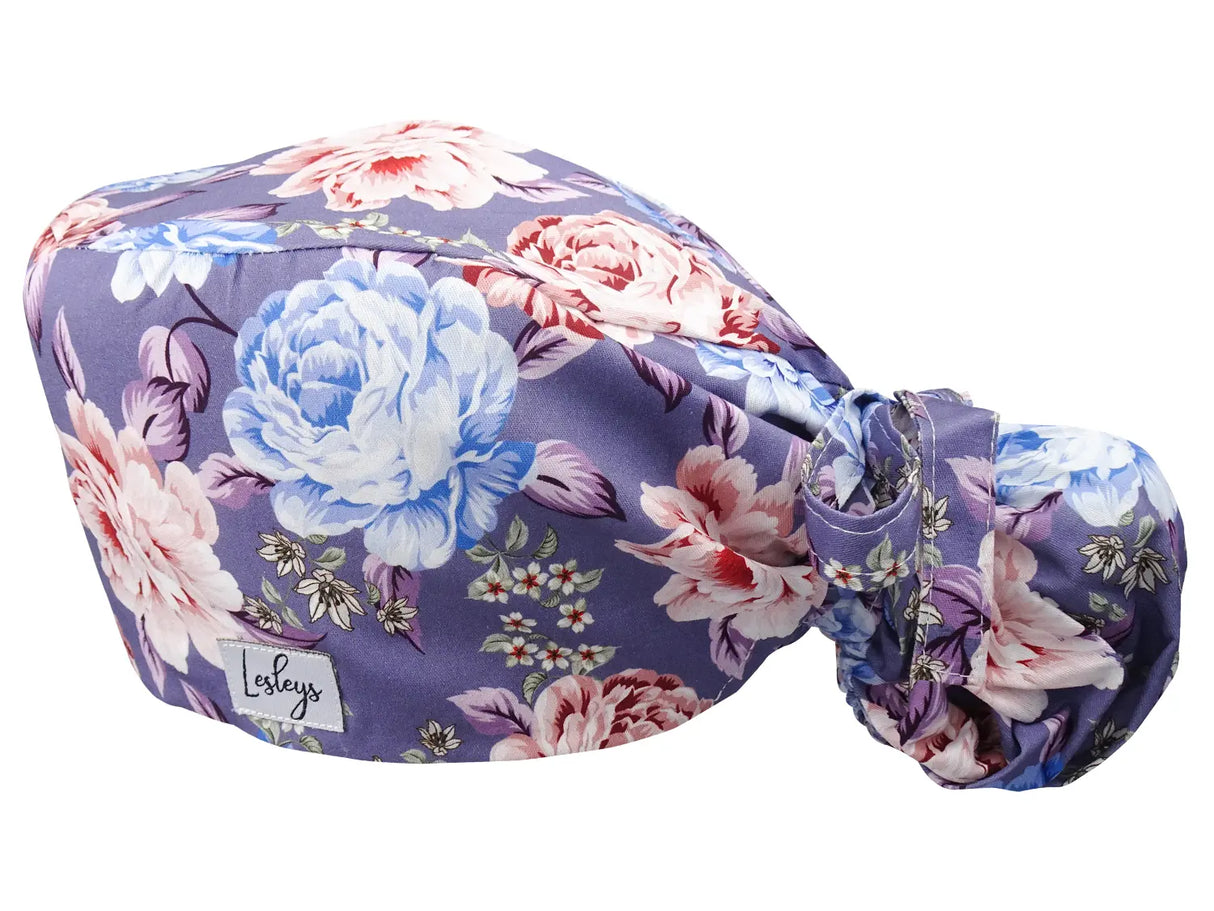 Cotton Scrub Cap - Calot de Bloc - Gorro Quirofano - Cuffia Chirurgica Ponytail Surgical Cap Bliss Flowers