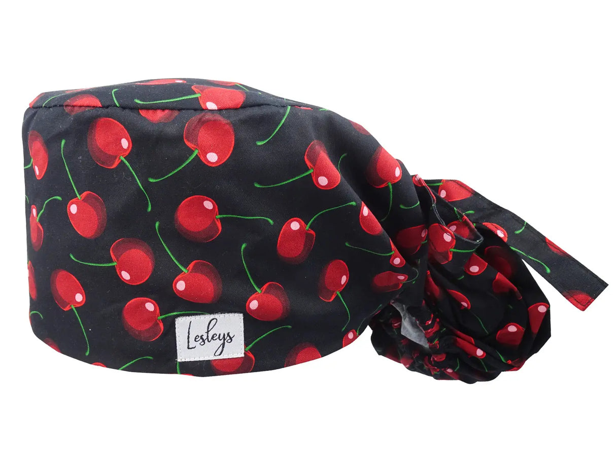Cotton Scrub Cap - Calot de Bloc - Gorro Quirofano - Cuffia Chirurgica Ponytail Surgical Cap Cherries