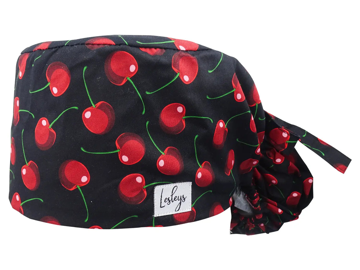 Cotton Scrub Cap - Calot de Bloc - Gorro Quirofano - Cuffia Chirurgica Ponytail Surgical Cap Cherries
