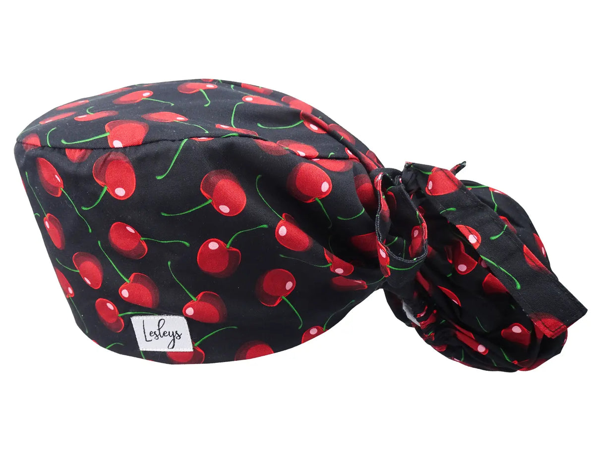 Cotton Scrub Cap - Calot de Bloc - Gorro Quirofano - Cuffia Chirurgica Ponytail Surgical Cap Cherries