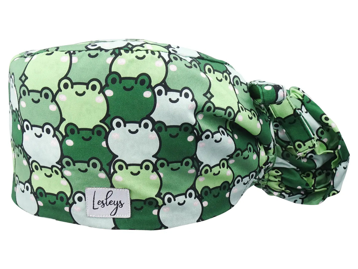 Cotton Scrub Cap - Calot de Bloc - Gorro Quirofano - Cuffia Chirurgica Ponytail Surgical Cap Frogs