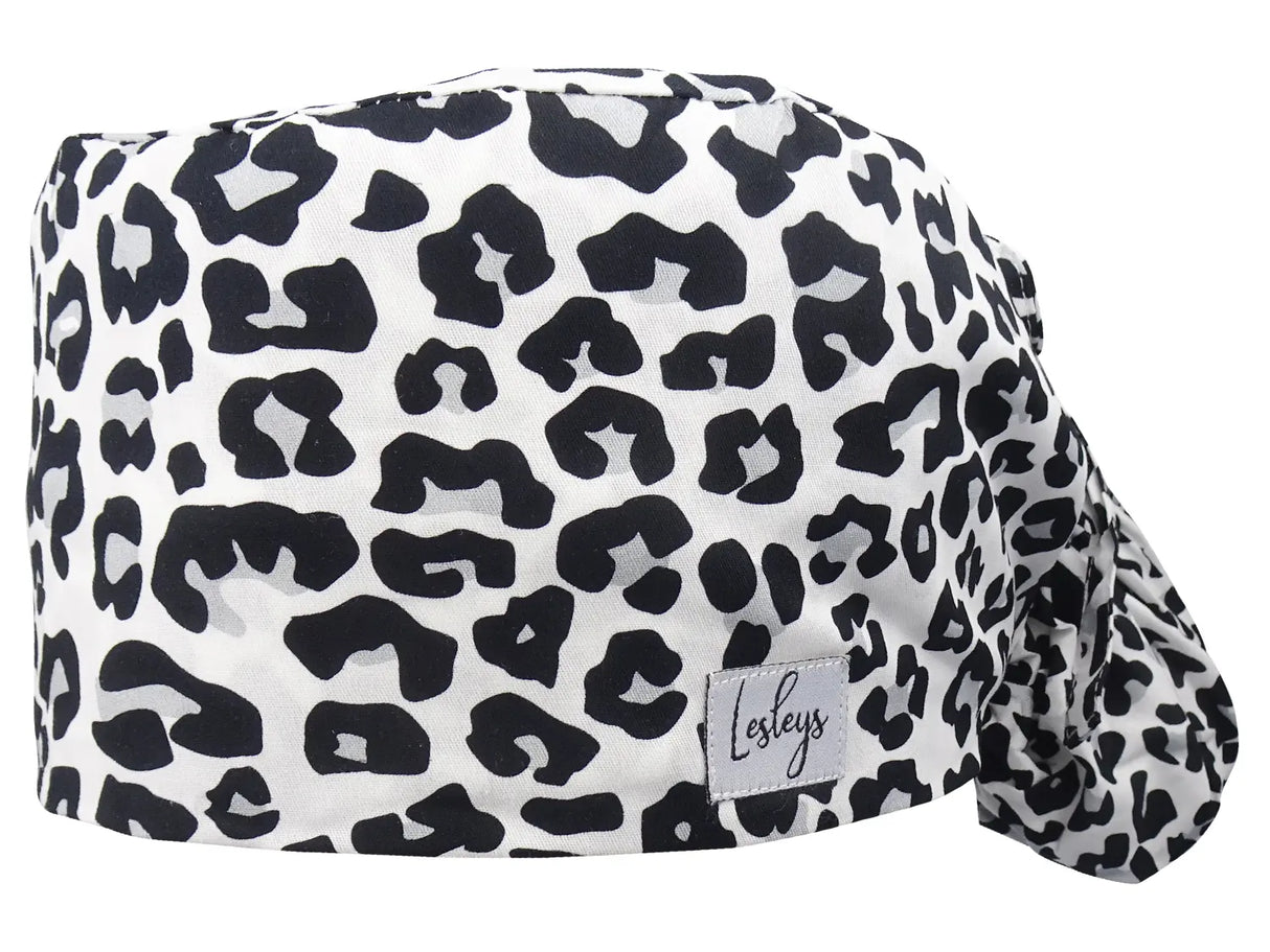 Cotton Scrub Cap - Calot de Bloc - Gorro Quirofano - Cuffia Chirurgica Ponytail Surgical Cap Snow Leo