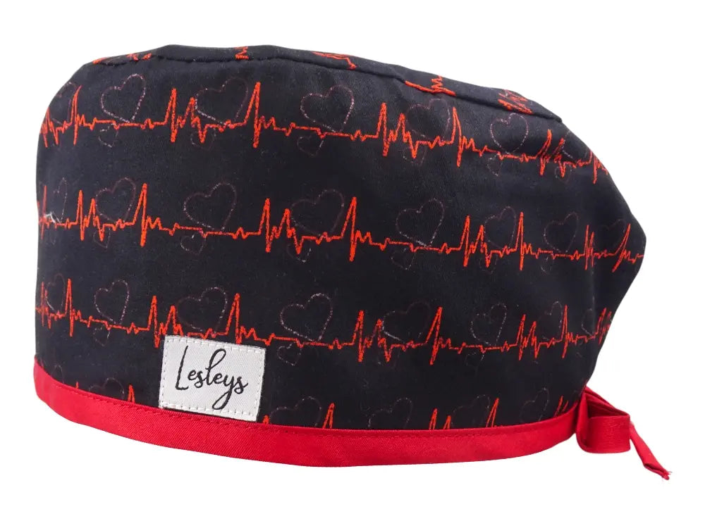 Slim Surgical Cap - Red ECG