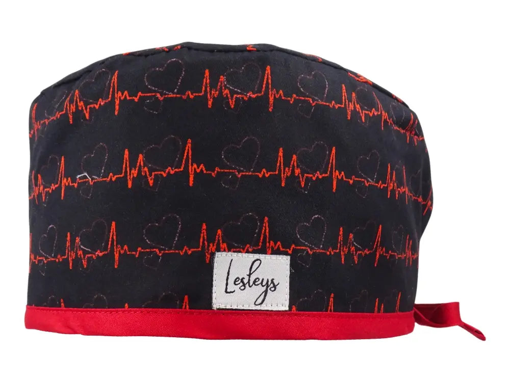 Slim Surgical Cap - Red ECG