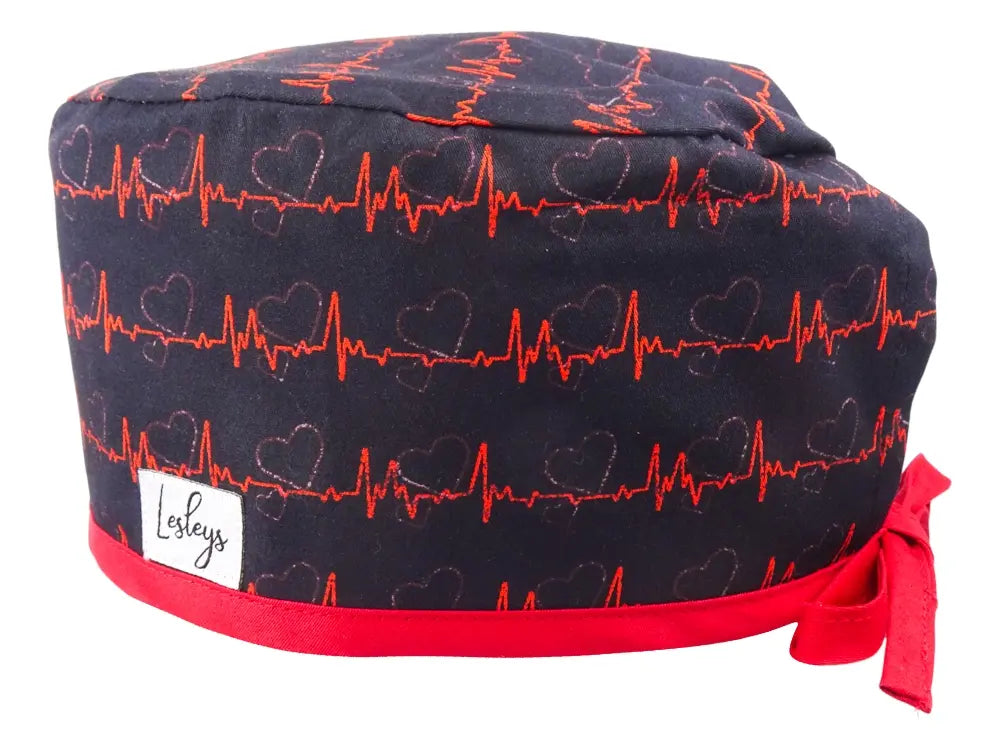 Slim Surgical Cap - Red ECG