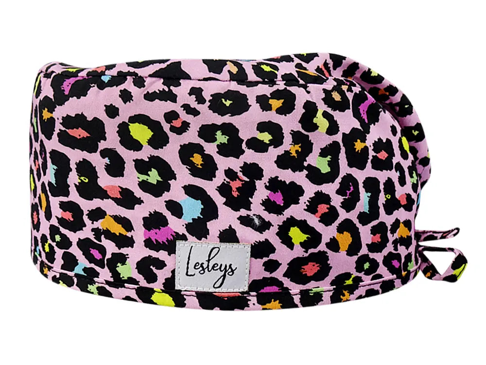 Cotton Scrub Cap - Calot de Bloc - Gorro Quirofano - Cuffia Chirurgica - Pink Leopard
