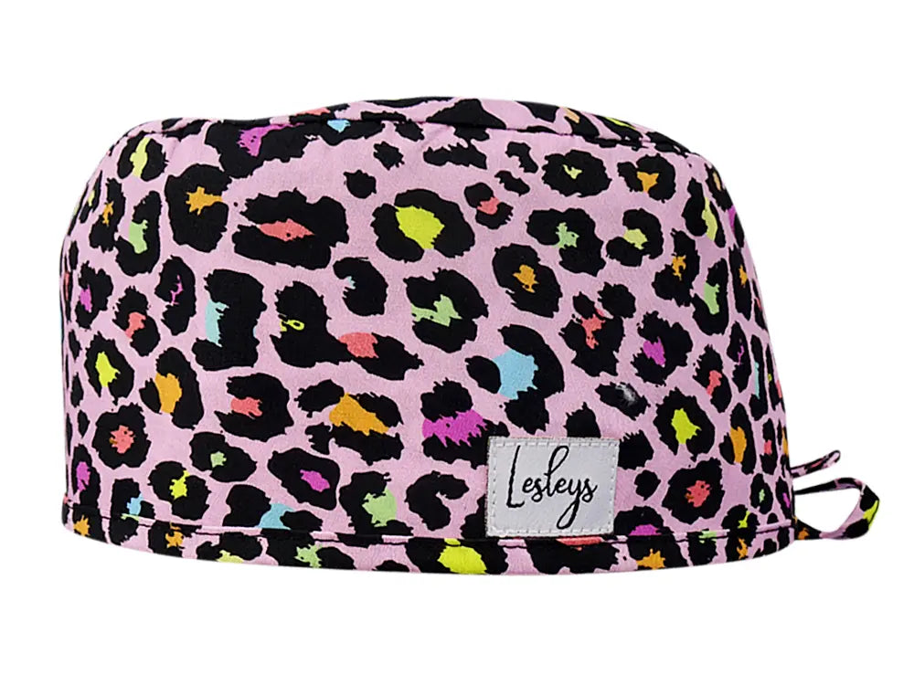 Cotton Scrub Cap - Calot de Bloc - Gorro Quirofano - Cuffia Chirurgica - Pink Leopard