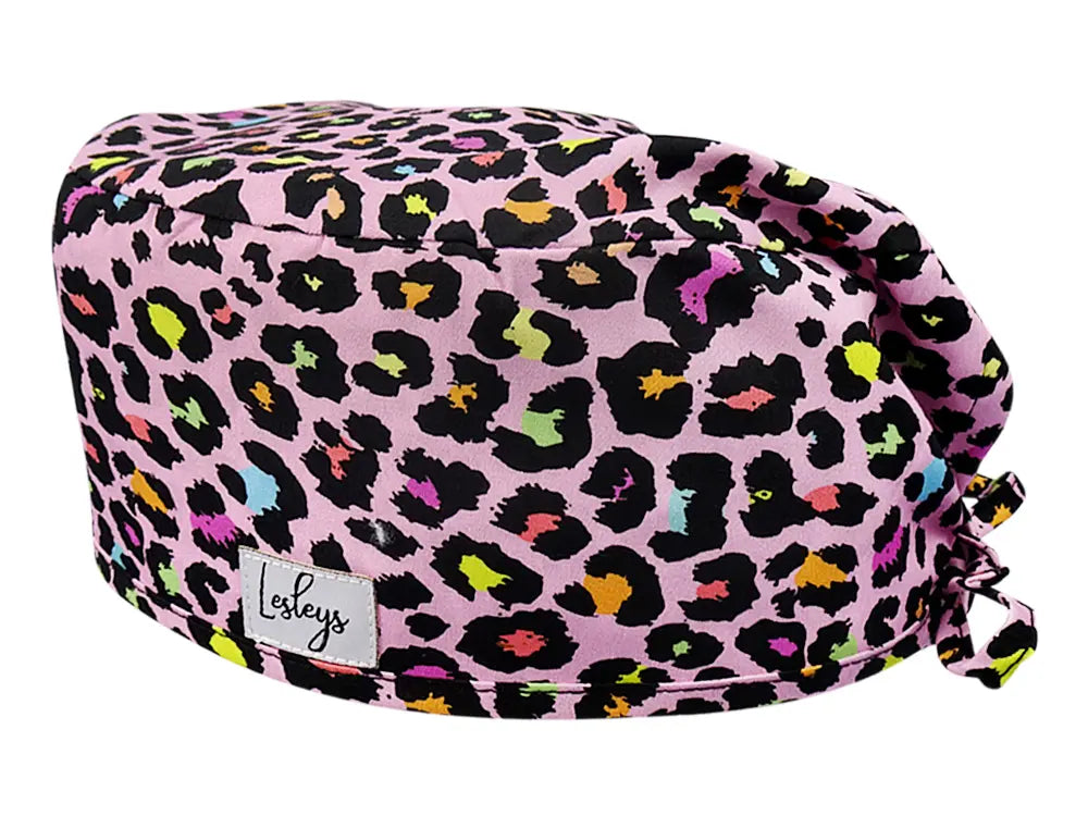 Cotton Scrub Cap - Calot de Bloc - Gorro Quirofano - Cuffia Chirurgica - Pink Leopard
