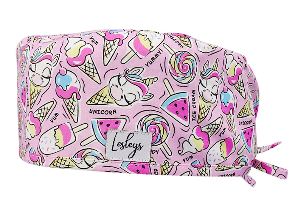 Cotton Scrub Cap - Calot de Bloc - Gorro Quirofano - Cuffia Chirurgica - Unicorn Ice Cream