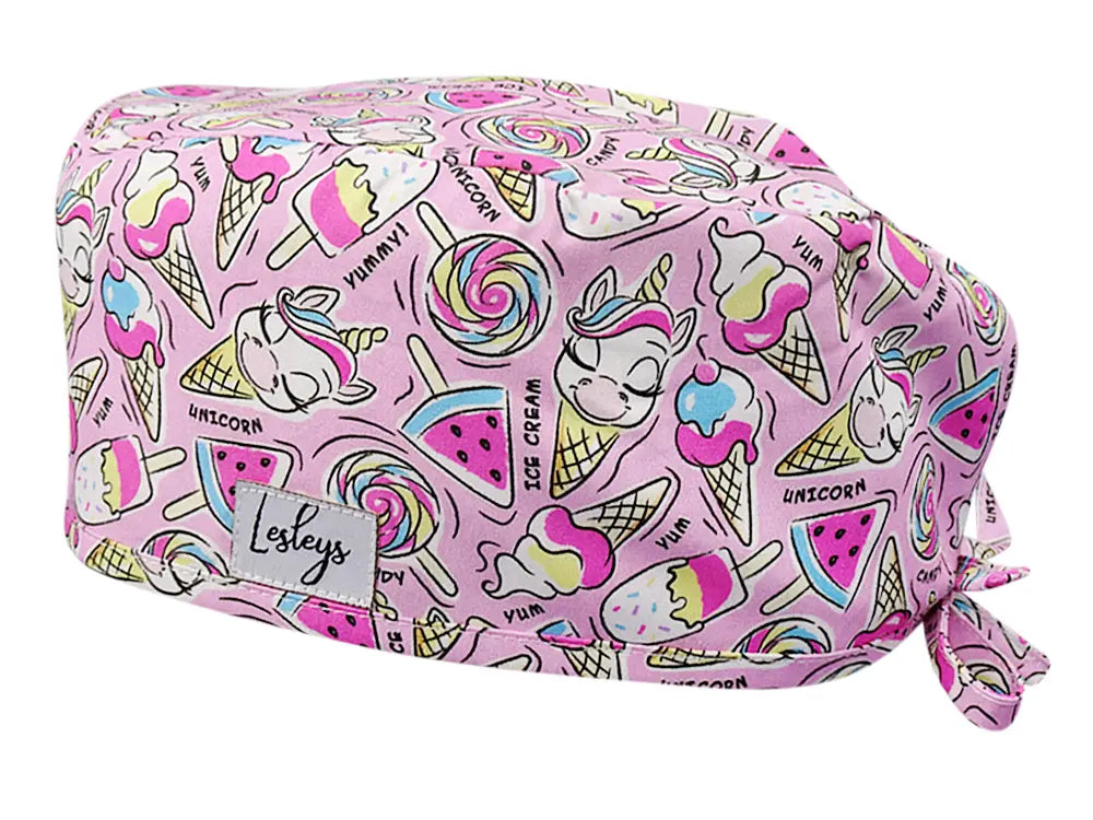 Cotton Scrub Cap - Calot de Bloc - Gorro Quirofano - Cuffia Chirurgica - Unicorn Ice Cream