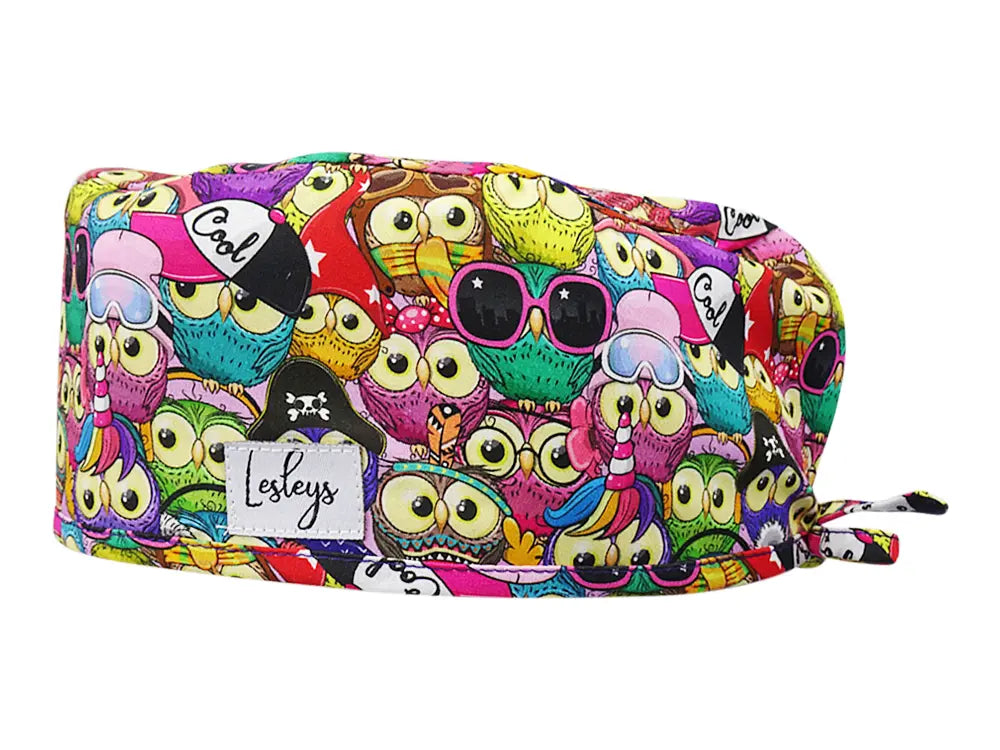 Cotton Scrub Cap - Calot de Bloc - Gorro Quirofano - Cuffia Chirurgica - Owl Party