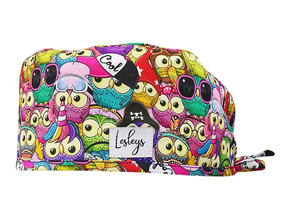 Cotton Scrub Cap - Calot de Bloc - Gorro Quirofano - Cuffia Chirurgica - Owl Party