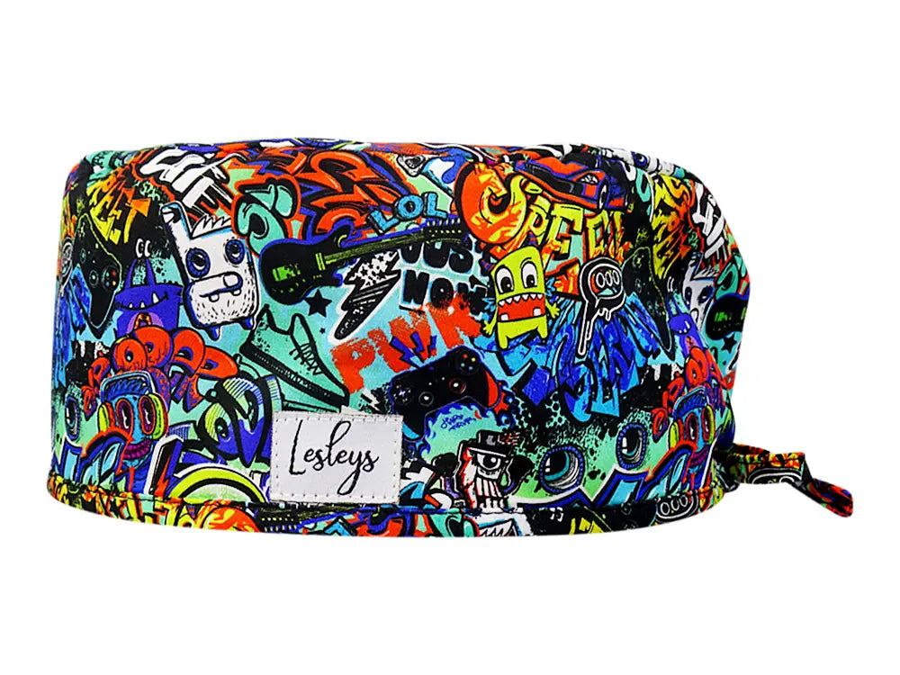 Cotton Scrub Cap - Calot de Bloc - Gorro Quirofano - Cuffia Chirurgica - Graffiti