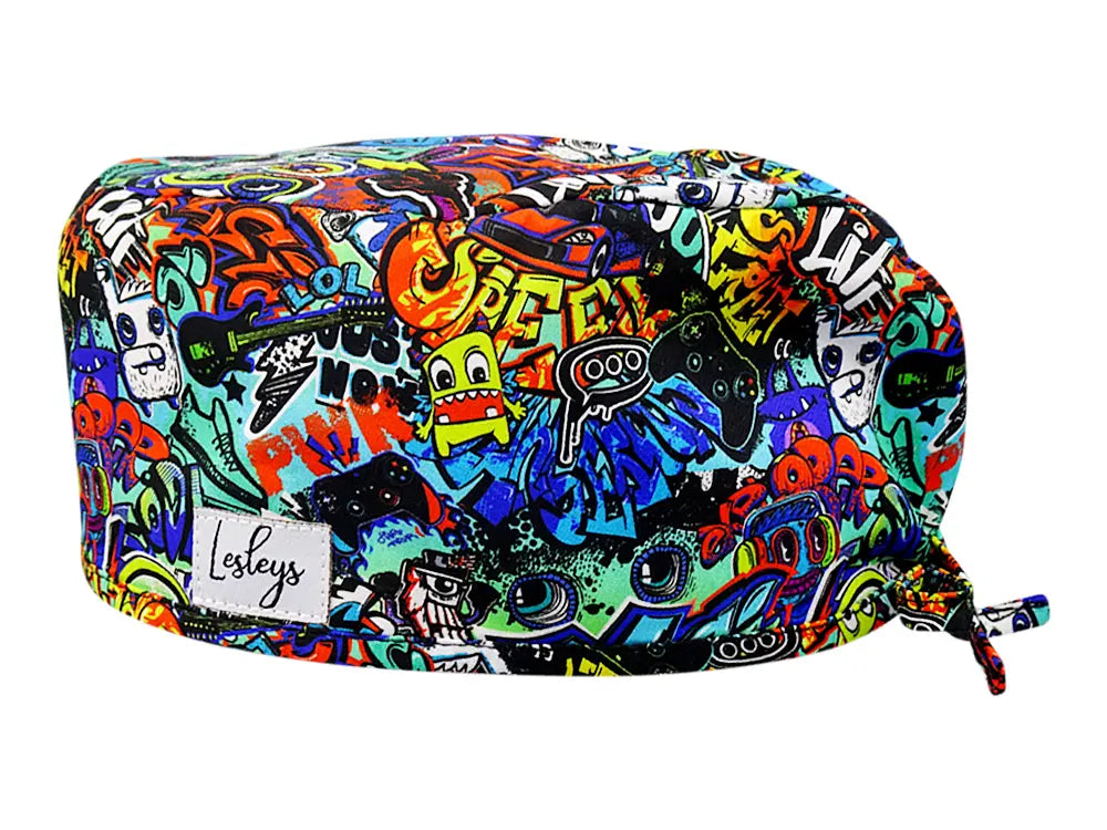 Cotton Scrub Cap - Calot de Bloc - Gorro Quirofano - Cuffia Chirurgica - Graffiti