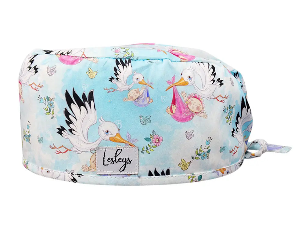 Cotton Scrub Cap - Calot de Bloc - Gorro Quirofano - Cuffia Chirurgica - Rattling Stork