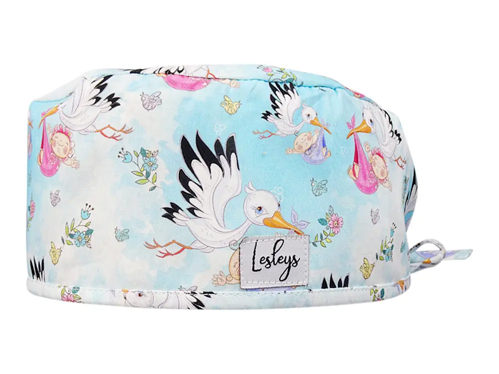 Cotton Scrub Cap - Calot de Bloc - Gorro Quirofano - Cuffia Chirurgica - Rattling Stork