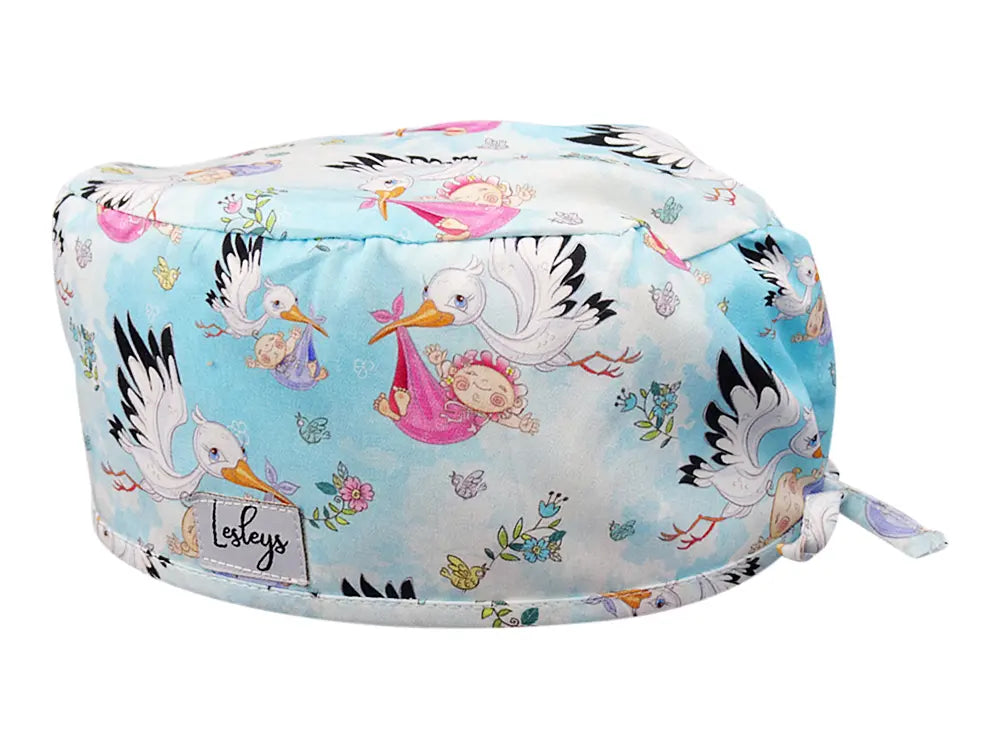 Cotton Scrub Cap - Calot de Bloc - Gorro Quirofano - Cuffia Chirurgica - Rattling Stork