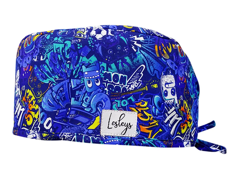 Cotton Scrub Cap - Calot de Bloc - Gorro Quirofano - Cuffia Chirurgica - Graffiti Urban