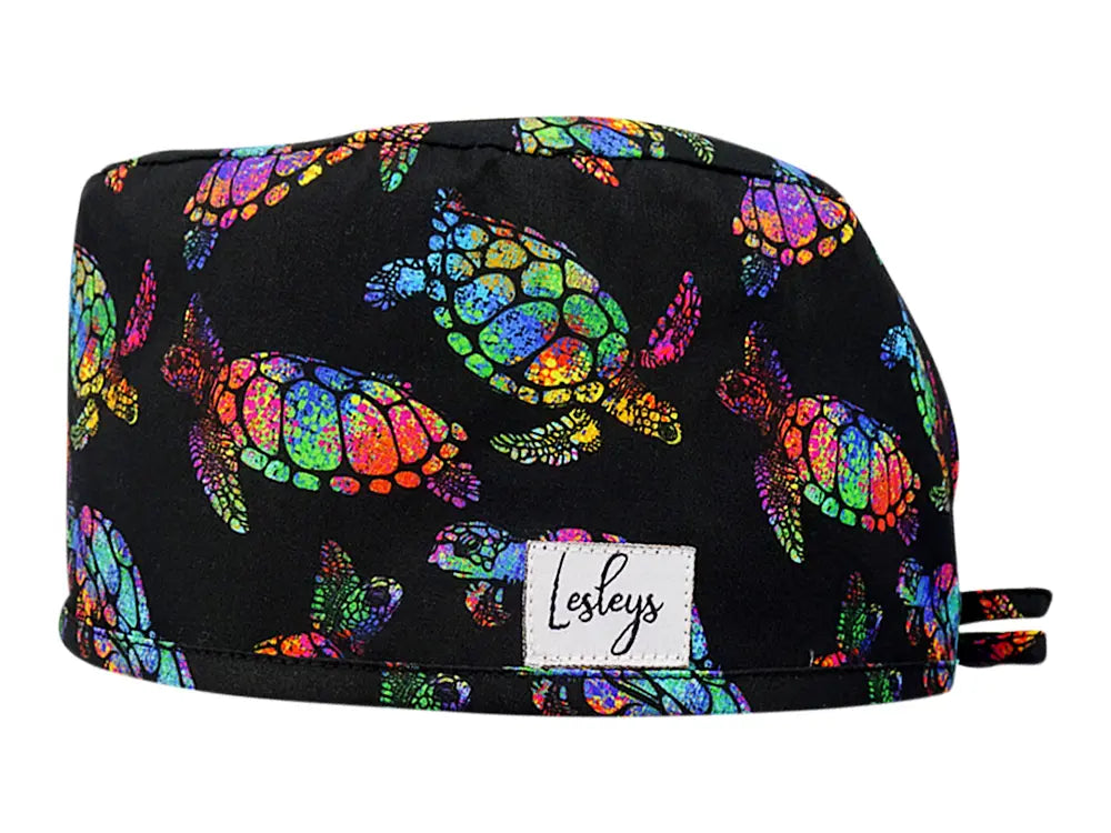 Cotton Scrub Cap - Calot de Bloc - Gorro Quirofano - Cuffia Chirurgica - Rainbow Turtle