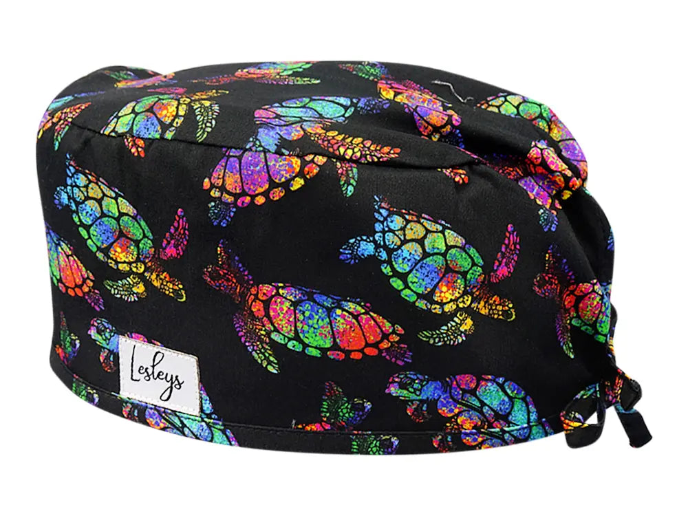 Cotton Scrub Cap - Calot de Bloc - Gorro Quirofano - Cuffia Chirurgica - Rainbow Turtle