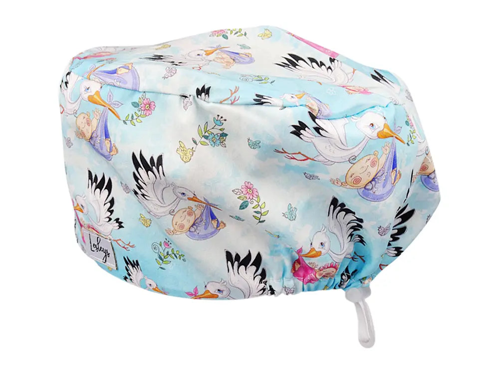 Cotton Scrub Cap - Calot de Bloc - Gorro Quirofano - Cuffia Chirurgica - Rattling Stork