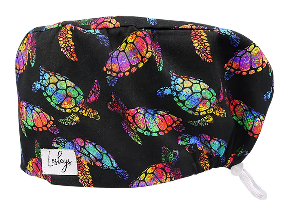 Cotton Scrub Cap - Calot de Bloc - Gorro Quirofano - Cuffia Chirurgica - Rainbow Turtle