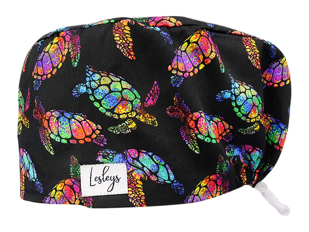 Cotton Scrub Cap - Calot de Bloc - Gorro Quirofano - Cuffia Chirurgica - Rainbow Turtle