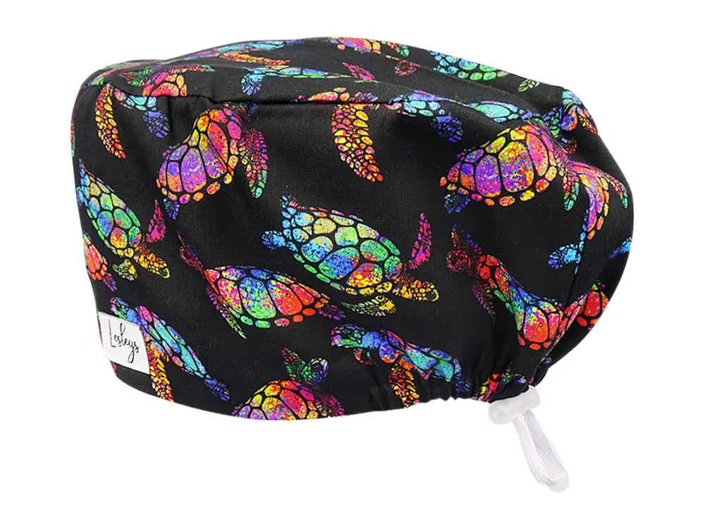 Cotton Scrub Cap - Calot de Bloc - Gorro Quirofano - Cuffia Chirurgica - Rainbow Turtle