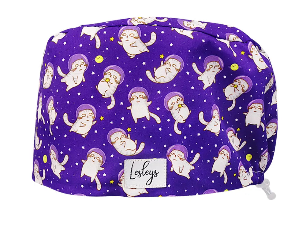 Cotton Scrub Cap - Calot de Bloc - Gorro Quirofano - Cuffia Chirurgica - Space Cats