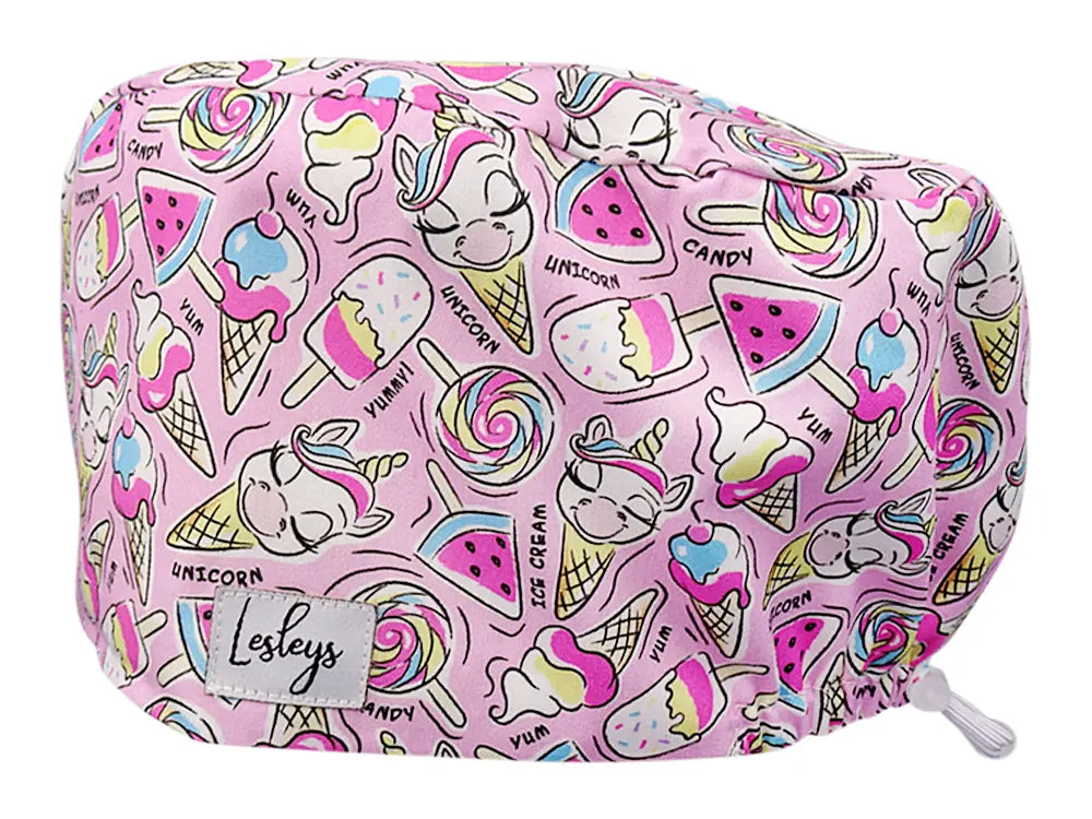 Cotton Scrub Cap - Calot de Bloc - Gorro Quirofano - Cuffia Chirurgica - Unicorn Ice Cream
