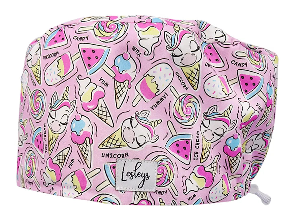 Cotton Scrub Cap - Calot de Bloc - Gorro Quirofano - Cuffia Chirurgica - Unicorn Ice Cream