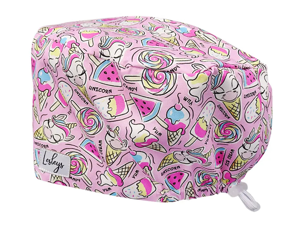 Cotton Scrub Cap - Calot de Bloc - Gorro Quirofano - Cuffia Chirurgica - Unicorn Ice Cream
